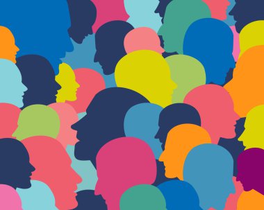 İnsanlar profil kafaları. Vektör arka plan deseni.