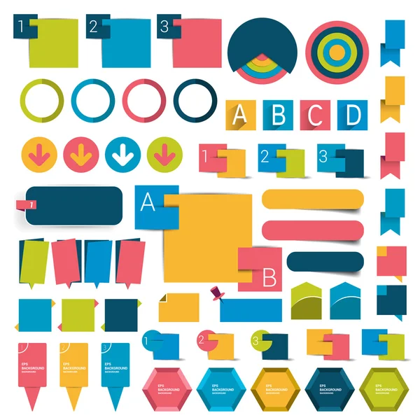 Big set infographies boutons de design plat, éléments, schèmes, graphiques, boutons. Illustration vectorielle . — Image vectorielle