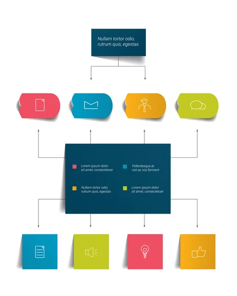 Diagrama de flujo infográfico. Esquema de sombras de colores. — Vector de stock