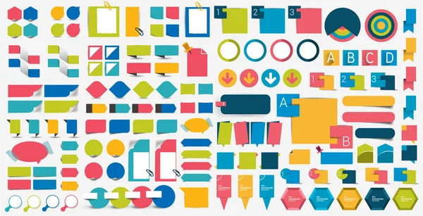 Mega-Set-Infografiken flache Designelemente, Schemata, Diagramme, Buttons, Sprechblasen, Aufkleber. Vektorillustration. — Stockvektor