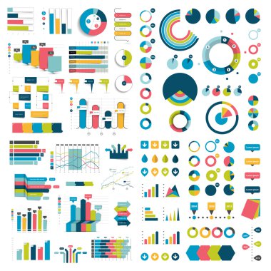 Tablolar, grafikler, akış çizelgeleri, diyagramları ve infographics öğeleri Mega koleksiyonu. Mavi renkli Infographics.