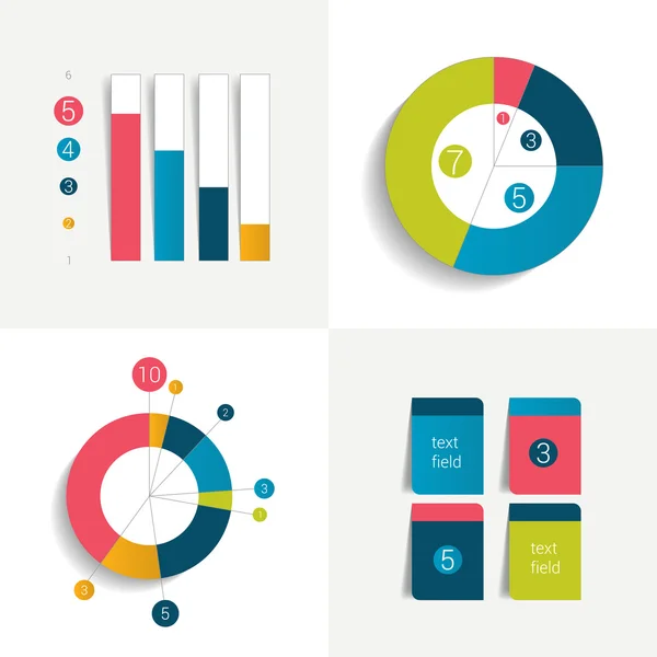 Flat set of charts and brochure elements. Simply color editable. Infographics elements. — Stock Vector