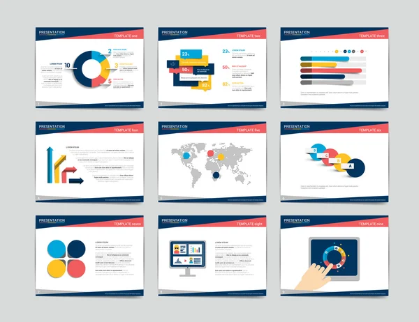 Plantillas de presentación de negocios. Infografías para folleto, póster, diapositiva, revista, libro, folleto, sitio web, impresión . Vectores De Stock Sin Royalties Gratis