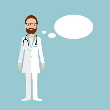 Konuşma tıp doktorusun. Düz illüstrasyon.