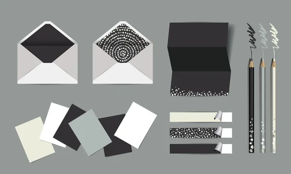 Vector huisstijl papier mock up. Platte ontwerp illustratie. — Stockvector