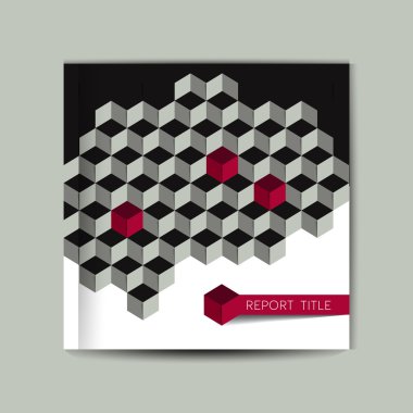 Broşür kapak sayfası. 3D küp gri şablonu.