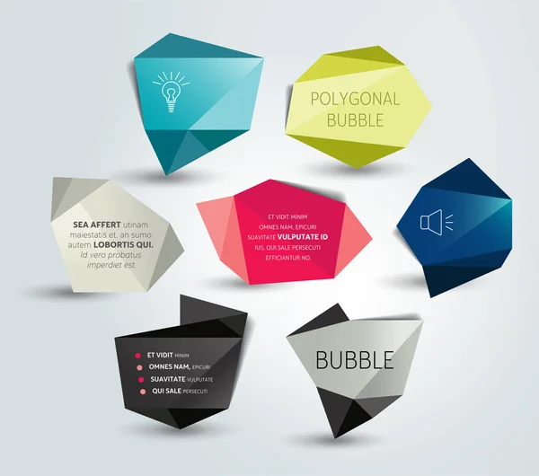 Toespraak bubble label set. Veelhoekige ontwerp. Vector. — Stockvector