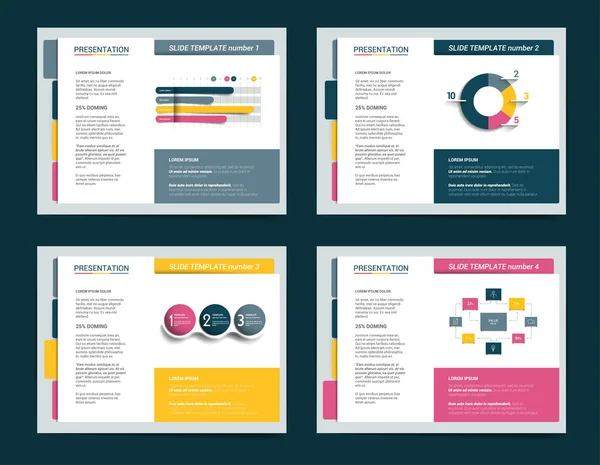 4 Präsentationsvorlagen. Infografiken für Prospekt, Poster, Folie, Magazin, Buch, Broschüre, Website, Druck. — Stockvektor