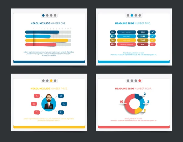 4 presentation business templates. Infographics for leaflet, poster, slide, magazine, book, brochure, website, print. — Stock Vector