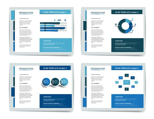 4 plantillas de presentación de negocios. Infografías para folleto, póster, diapositiva, revista, libro, folleto, sitio web, impresión . — Vector de stock