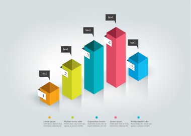 3D cube chart, graph. Simply color editable. Infographics elements.