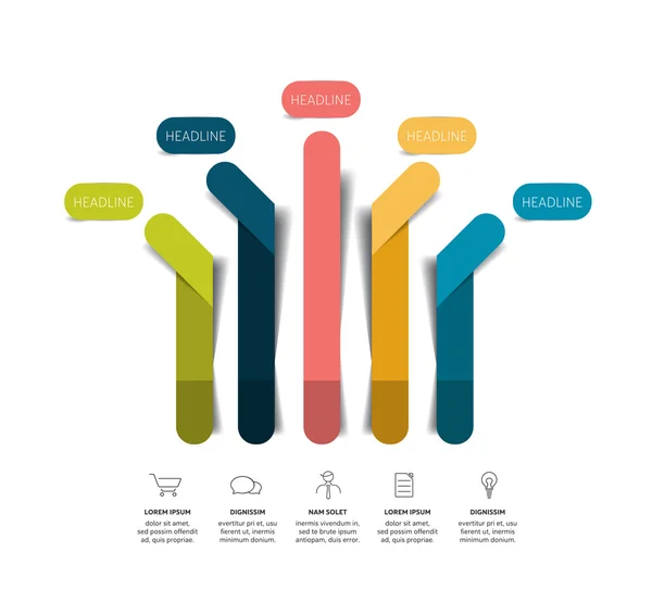 Esquema de infográfico de seta, fluxograma, modelo, gráfico. Vetor . — Vetor de Stock