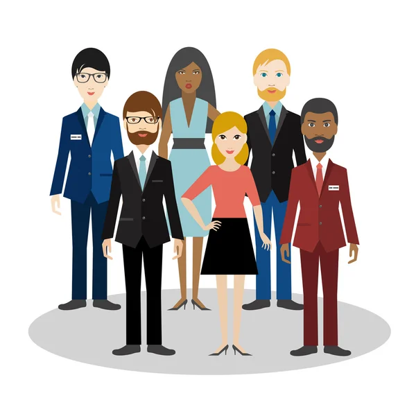 Group of bussiness people. Cartoon avatar. Flat vector. — Stok Vektör