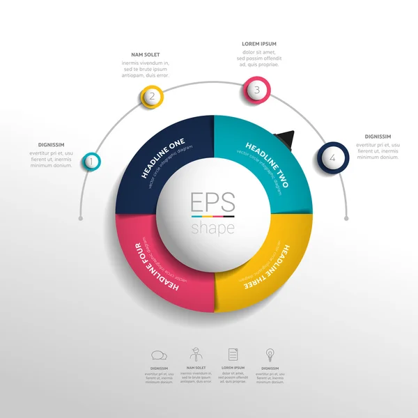 Cerchio, infografica rotonda. Concetto temporale. Design vettoriale . — Vettoriale Stock