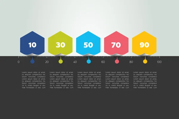 Modèle de couleur de ligne de temps. Ligne horizontale. Illustration infographique vectorielle . — Image vectorielle