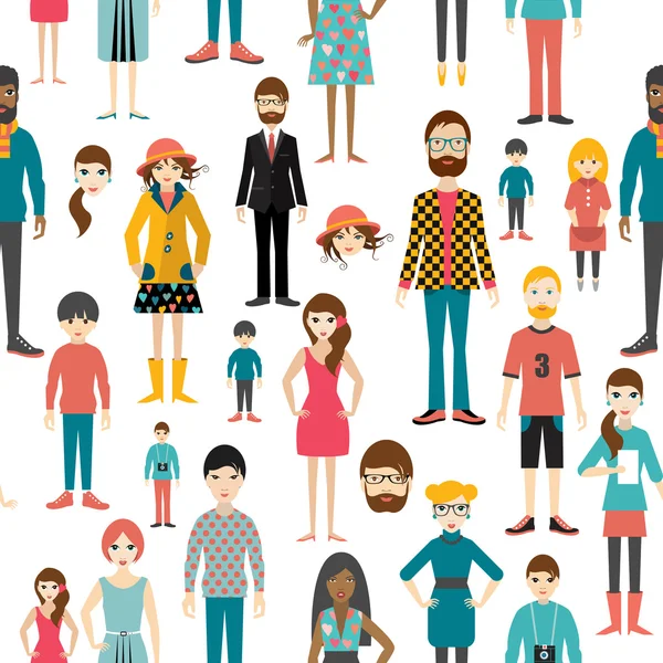People pattern. Flat figures. Seamless background. — Stock Vector