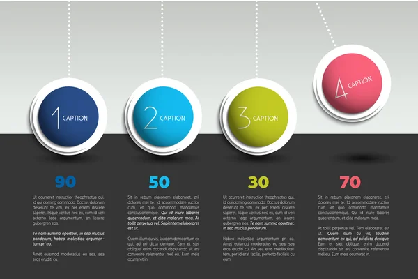Infografický vektorový banner s kyvadlem. Barevné koule, koule, bubliny. Infographic template. — Stockový vektor