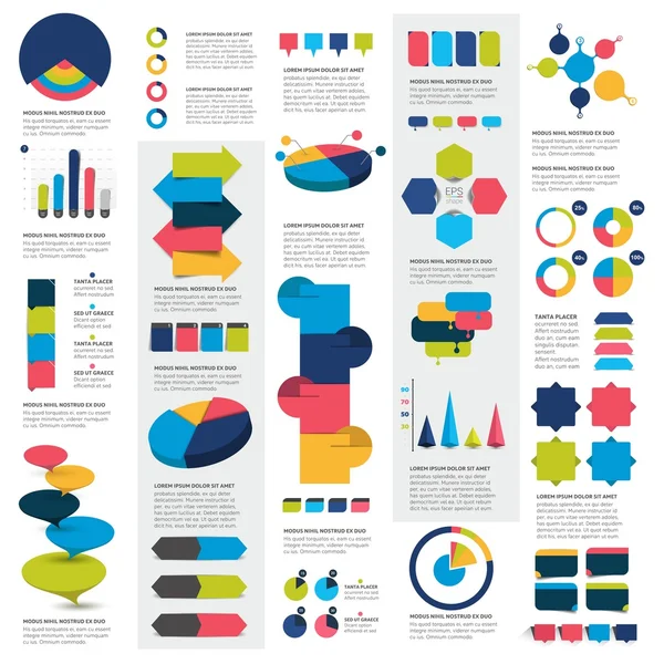 Mega-Set von Infografik-Elementen Diagramme, Graphen, Kreisdiagramme, Diagramme, Sprechblasen. flaches und 3D-Design. Vektor. — Stockvektor