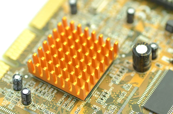 Closeup of electronic circuit board, inside of computer — Stock Photo, Image