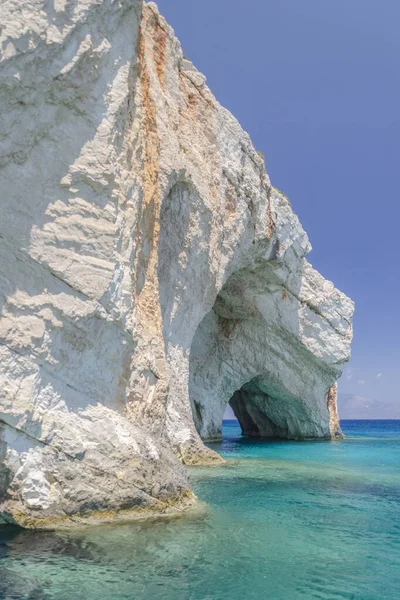 Underbara Azurblå Grottor Nordöstra Kusten Zakynthos Grekland — Stockfoto