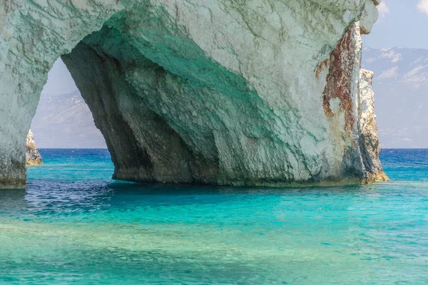 Underbara Azurblå Grottor Nordöstra Kusten Zakynthos Grekland — Stockfoto