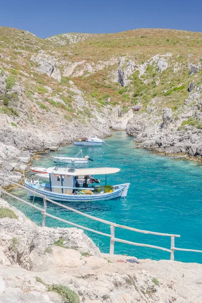 Malownicza Plaża Skalista Porto Roxa Leży Zachodnim Wybrzeżu Wyspy Zakynthos — Zdjęcie stockowe