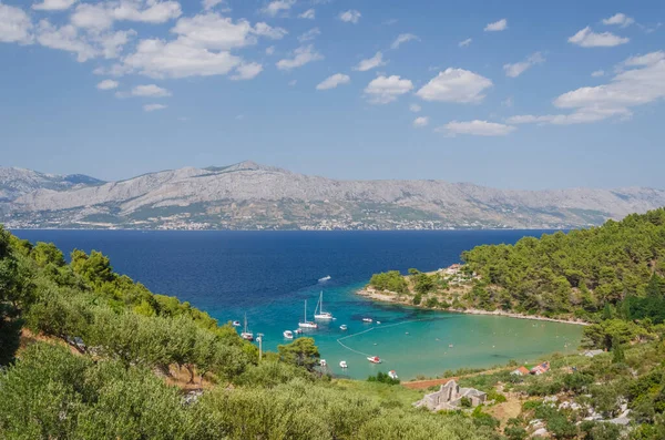 Schilderachtig Zandstrand Van Lovrecina Aan Noordkust Van Het Eiland Brac — Stockfoto