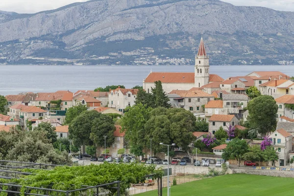 Scenic Panorama Postira Lying Northern Coast Brac Island Croatia — Stock Photo, Image