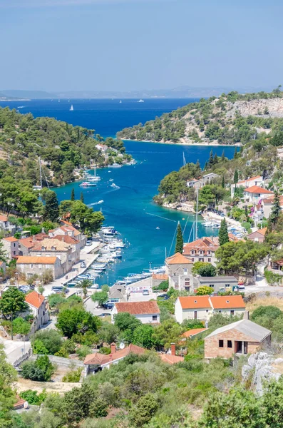 Vista Panoramica Bobovisca Situato Sulla Costa Occidentale Dell Isola Brac — Foto Stock