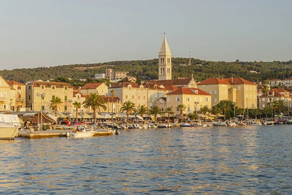 Vieille Ville Pittoresque Supetar Plein Soleil Couchant Supetar Est Grande — Photo