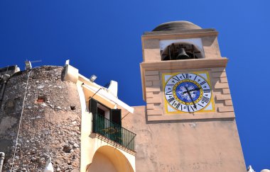 güzel antika kule saat capri Adası, İtalya