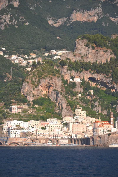 Scenic view of village atrani on amalfi coast in italy — Stock Photo, Image