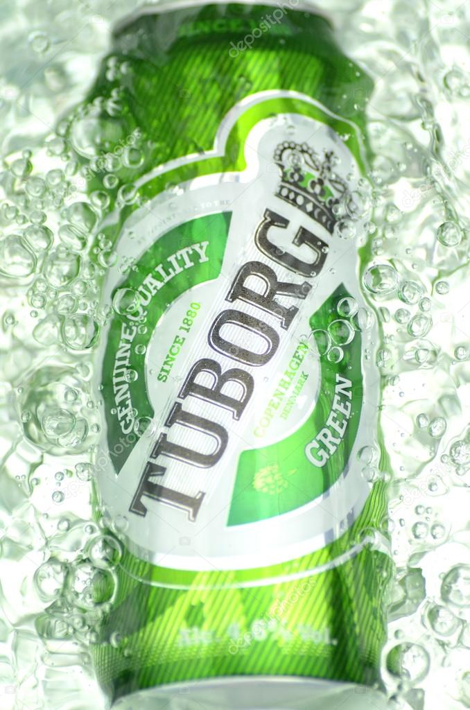 Tuborg beer in splashed water