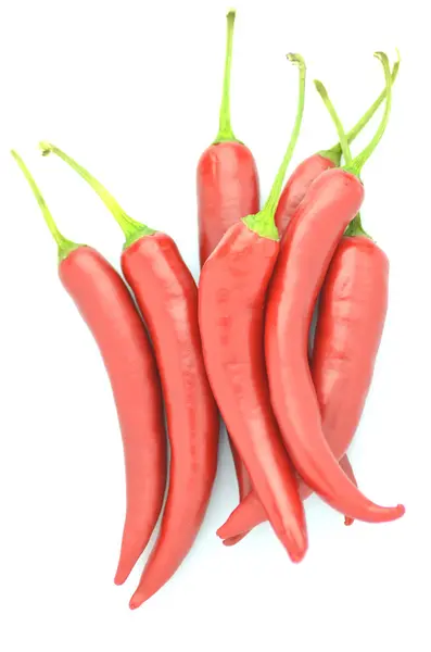 Pimientos rojos picantes aislados sobre fondo blanco —  Fotos de Stock