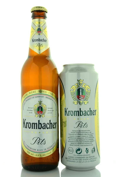 Krombacher pils beer isolated on white background — Stock Photo, Image