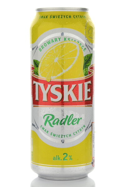 Tyskie radler beer isolated on white background