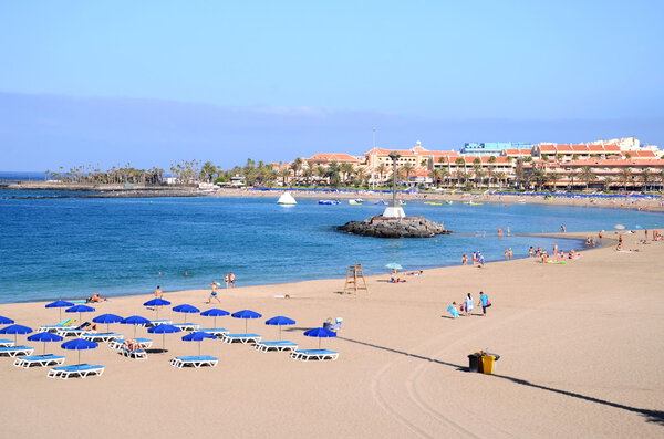 Beautiful Playa de las Vistas in Los Cristianos on Tenerife, Spain