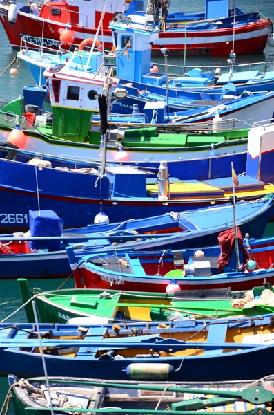 Colorful fishing boats in fishing harbor in Las Galletas on Tenerife — Stock Photo, Image