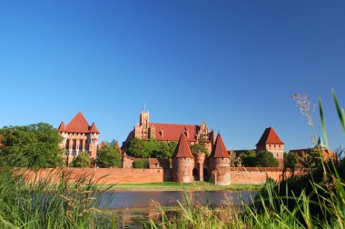 Picturesque scene of Malbork castle on Nogat river in Poland clipart