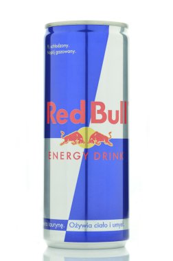 Red Bull energy drink isolated on white background