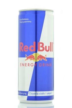 Red Bull energy drink isolated on white background