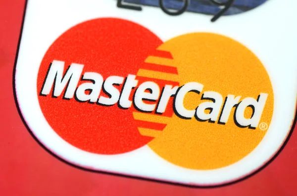 Closeup of MasterCard debit card