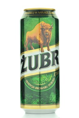 Zubr lager bira beyaz arka plan üzerinde izole