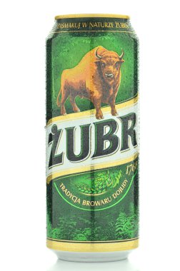 Zubr lager bira beyaz arka plan üzerinde izole