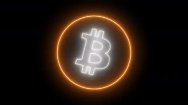 bitcoin sign with glowing neon light, 3d rendering