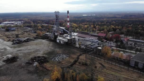 Arial View Front Brick Main Building Historical Coal Mine — Wideo stockowe
