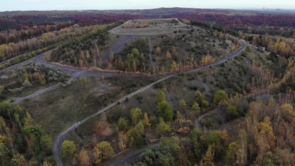 Aerial View Road Autumn Fields Roads City — Stock video