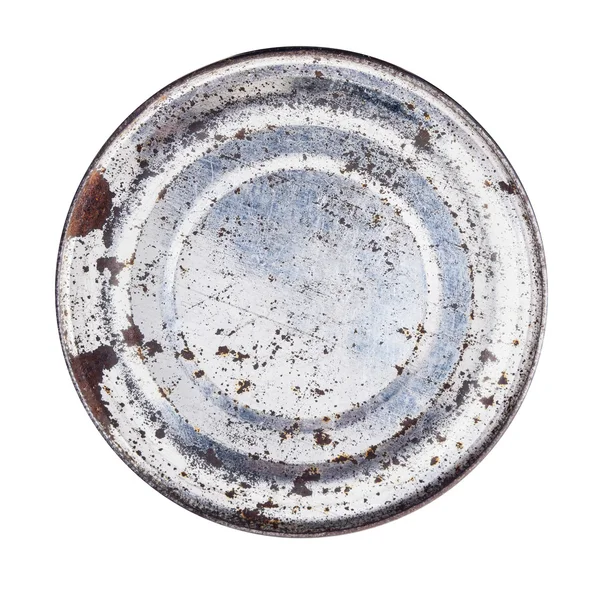 Aged metal texture in a round frame on white — Stock Photo, Image