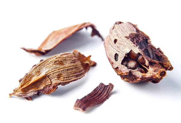 Black cardamom pods isolated on white background — Stock Photo, Image