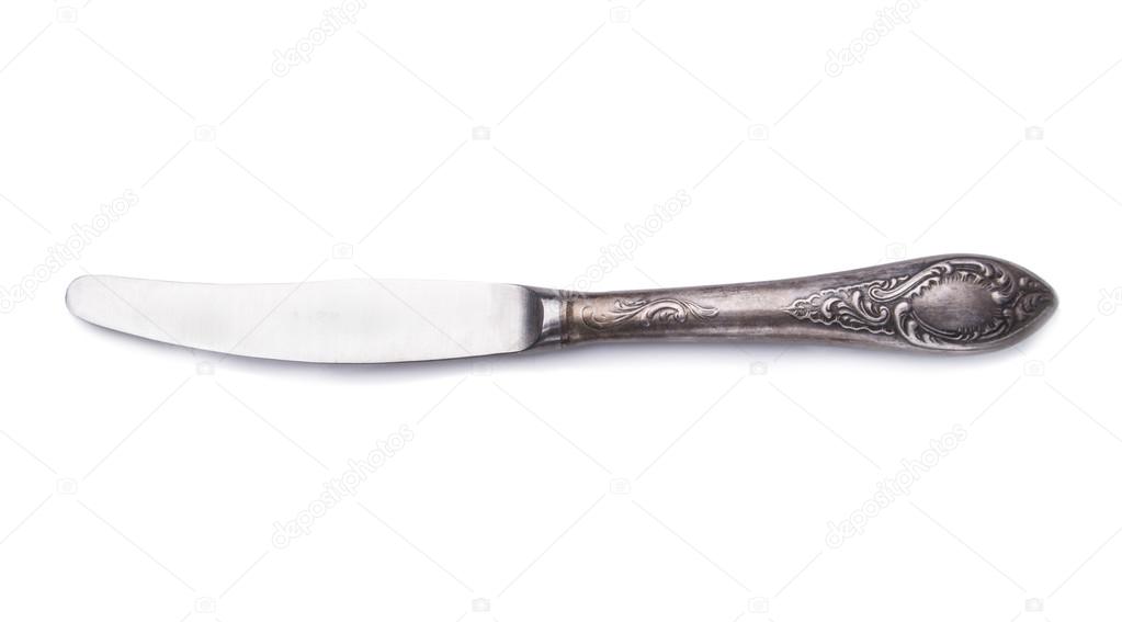 silver dinner knife isolated on white